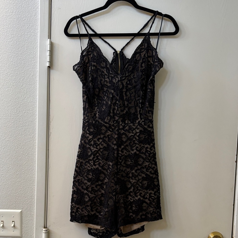 G by Guess Elegant Black Lace Romper